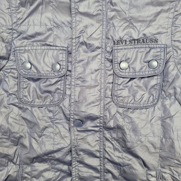 LEVIS Reversible Snap Vest Small 20x27 Blue Plaid Baggy - Picture 13 of 16